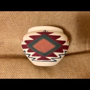 P & J Designs Signed Sand Art Pottery Collectible Vessel
